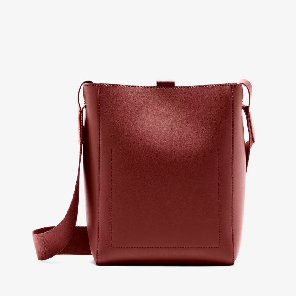 Everlane Cognac Brown 100% Premium Italian Leather The Mini Studio Crossbody Bag - Picture 2 of 7